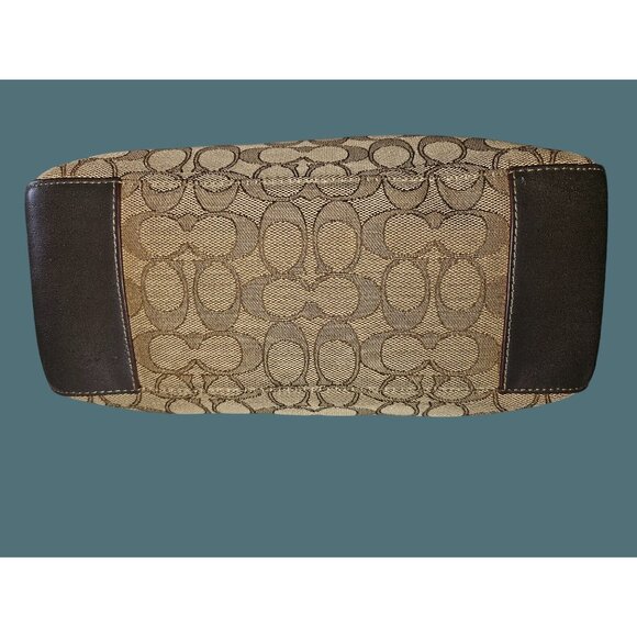 Coach Outline Signature Canvas Leather Tote Zip Shoulder Bag #F58282 - Picture 7 of 13